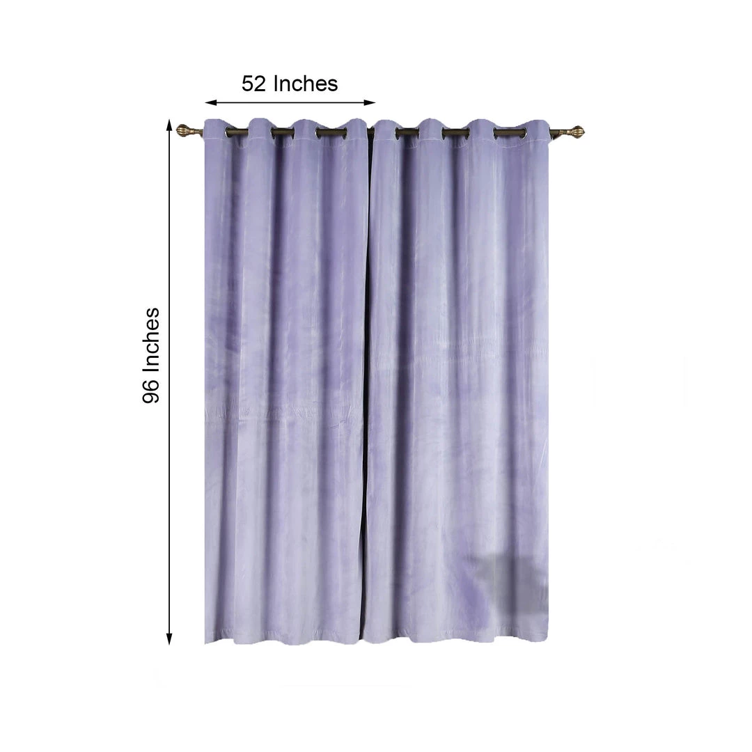 HIER_3160 2 Pack | Lavender Soft Velvet Thermal Blackout Curtains With Chrome Grommet Window Treatment Panels - 52"x96" 3 HIER_3160 2 Pack | Lavender Soft Velvet Thermal Blackout Curtains With Chrome Grommet Window Treatment Panels - 52"x96"