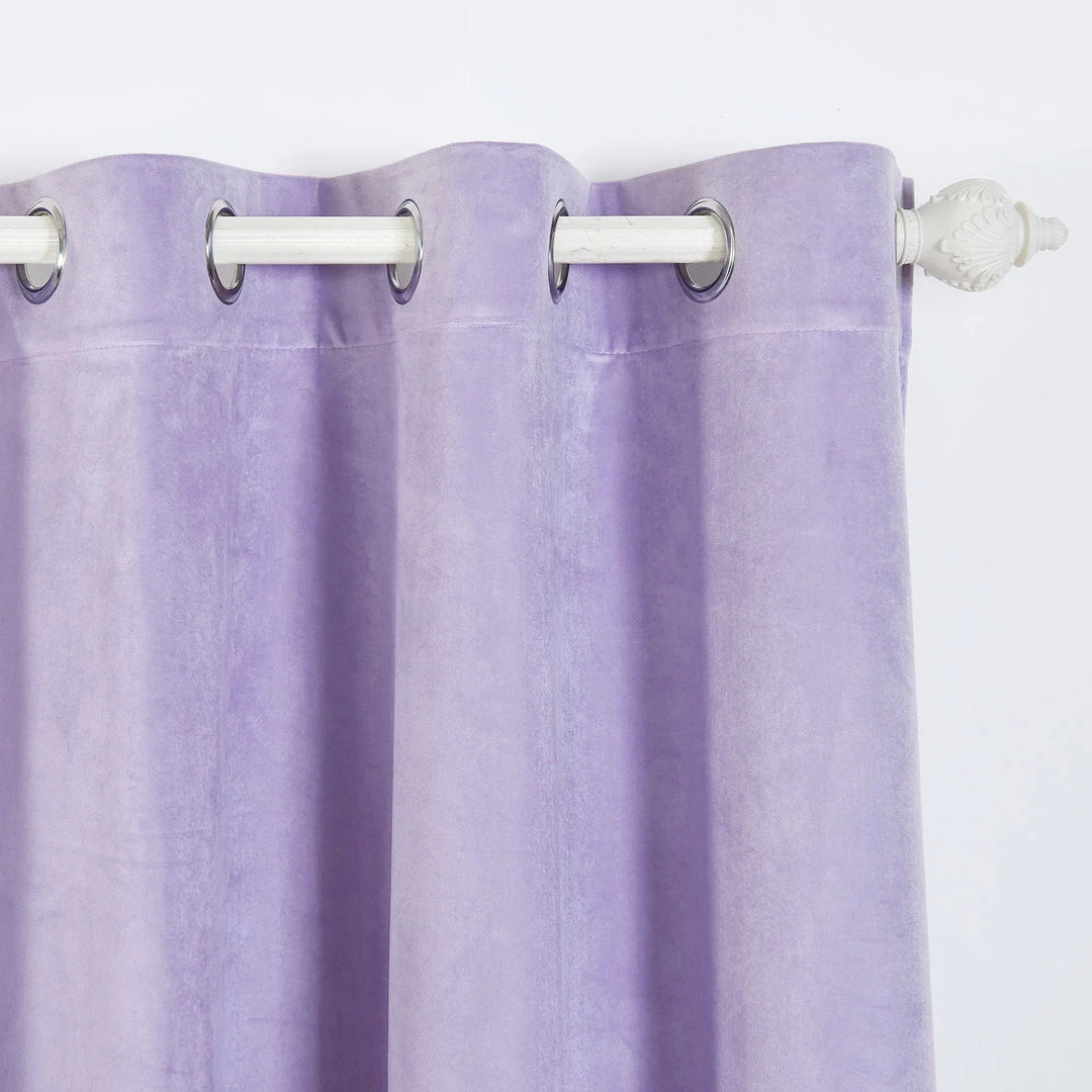 HIER_3160 2 Pack | Lavender Soft Velvet Thermal Blackout Curtains With Chrome Grommet Window Treatment Panels - 52"x96" 6 HIER_3160 2 Pack | Lavender Soft Velvet Thermal Blackout Curtains With Chrome Grommet Window Treatment Panels - 52"x96"