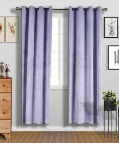 HIER_3160 2 Pack | Lavender Soft Velvet Thermal Blackout Curtains With Chrome Grommet Window Treatment Panels - 52"x96"