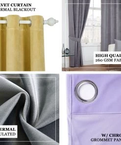 HIER_3160 2 Pack | Champagne Soft Velvet Thermal Blackout Curtains With Chrome Grommet Window Treatment Panels - 52"x108" Big Event Backdrops & Décor 14 HIER_3160 2 Pack | Champagne Soft Velvet Thermal Blackout Curtains With Chrome Grommet Window Treatment Panels - 52