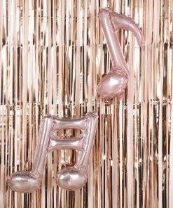 HIER_3300 8ft Rose Gold Metallic Tinsel Foil Fringe Curtain Backdrops For Doorway/Party - Blush