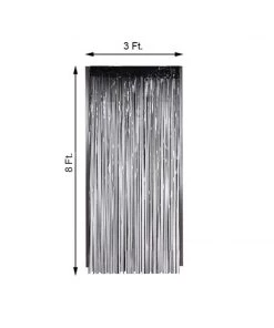 HIER_3110 8ft Black Metallic Tinsel Foil Fringe Curtain Backdrops For Doorway/Party Backdrop Panels 14 HIER_3110 8ft Black Metallic Tinsel Foil Fringe Curtain Backdrops For Doorway/Party Backdrop Panels