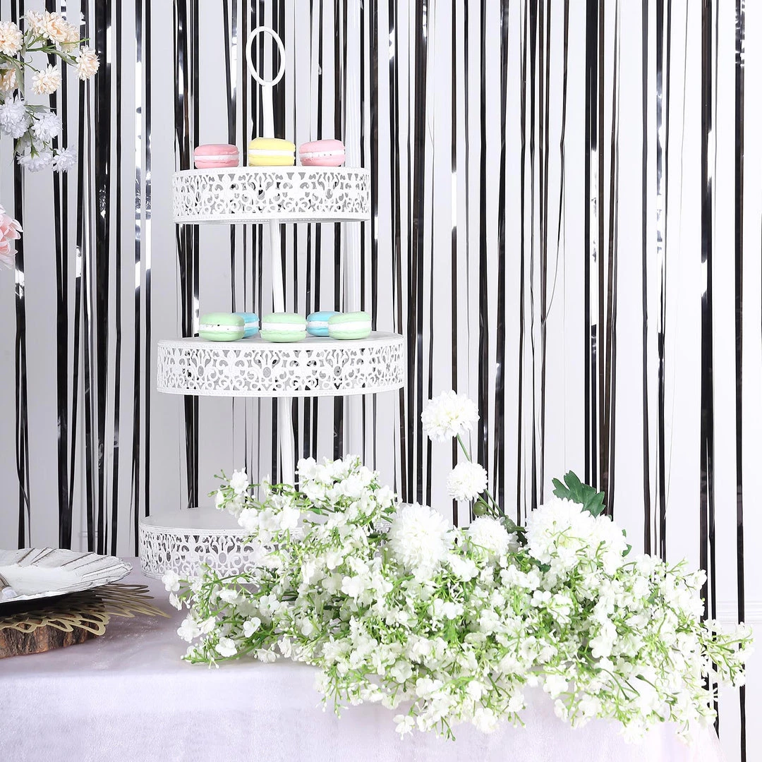 HIER_3110 8ft Black Metallic Tinsel Foil Fringe Curtain Backdrops For Doorway/Party Backdrop Panels 6 HIER_3110 8ft Black Metallic Tinsel Foil Fringe Curtain Backdrops For Doorway/Party Backdrop Panels