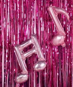 HIER_3300 Big Event Backdrops & Décor 8ft Fuchsia Metallic Tinsel Foil Fringe Curtain Backdrops For Doorway/Party