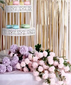 HIER_3110 8ft Matte Gold Metallic Tinsel Foil Fringe Curtain Backdrops For Doorway/Party