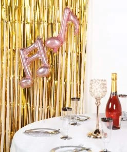 HIER_3300 8ft Gold Metallic Tinsel Foil Fringe Curtain Backdrops For Doorway/Party