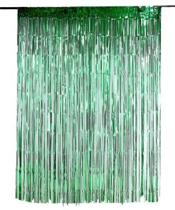 HIER_3110 8ft Green Metallic Tinsel Foil Fringe Curtain Backdrops For Doorway/Party 23 HIER_3110 8ft Green Metallic Tinsel Foil Fringe Curtain Backdrops For Doorway/Party