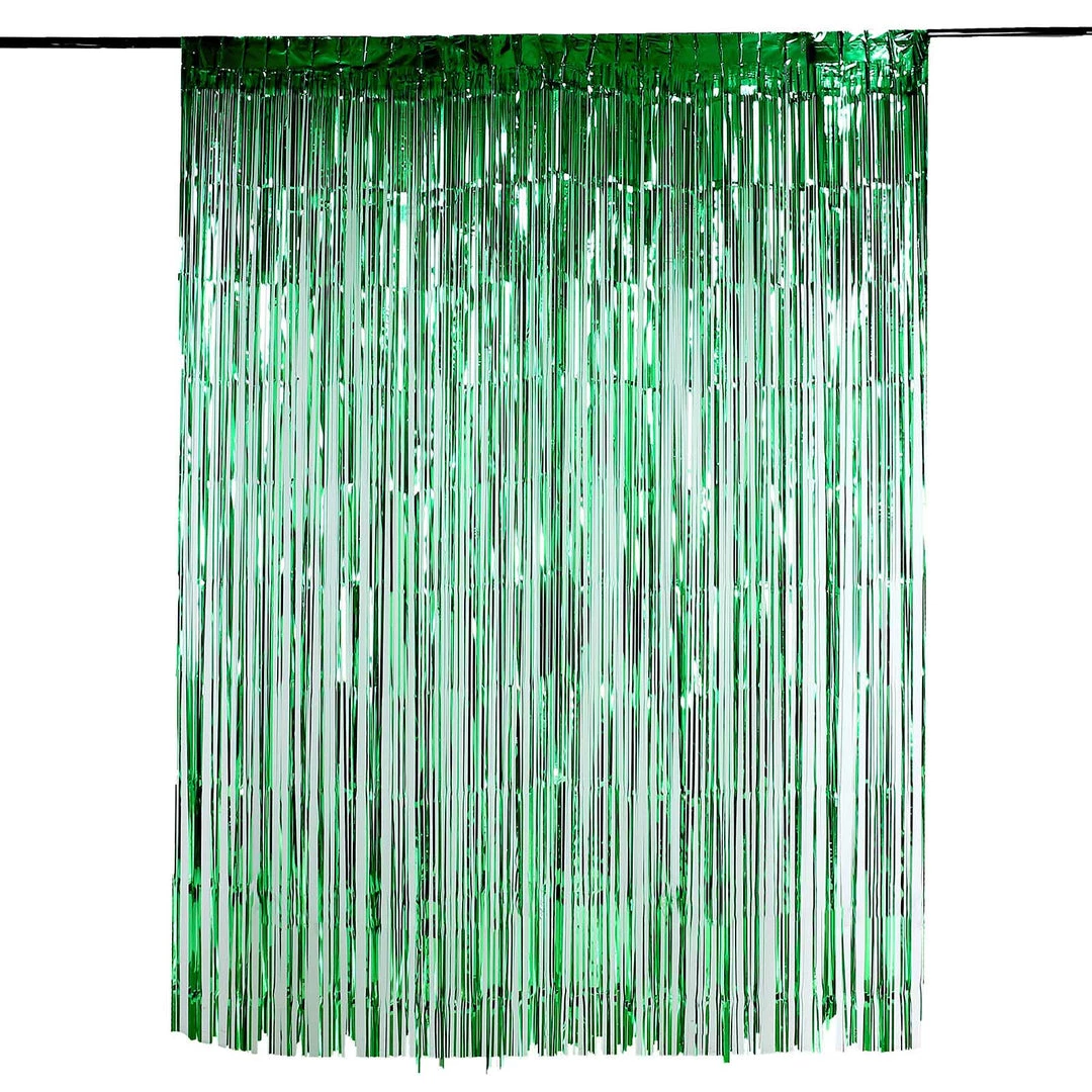 HIER_3110 8ft Green Metallic Tinsel Foil Fringe Curtain Backdrops For Doorway/Party 12 HIER_3110 8ft Green Metallic Tinsel Foil Fringe Curtain Backdrops For Doorway/Party
