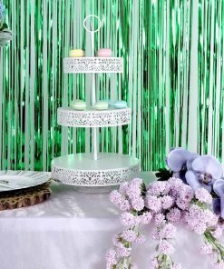 HIER_3110 8ft Green Metallic Tinsel Foil Fringe Curtain Backdrops For Doorway/Party 17 HIER_3110 8ft Green Metallic Tinsel Foil Fringe Curtain Backdrops For Doorway/Party