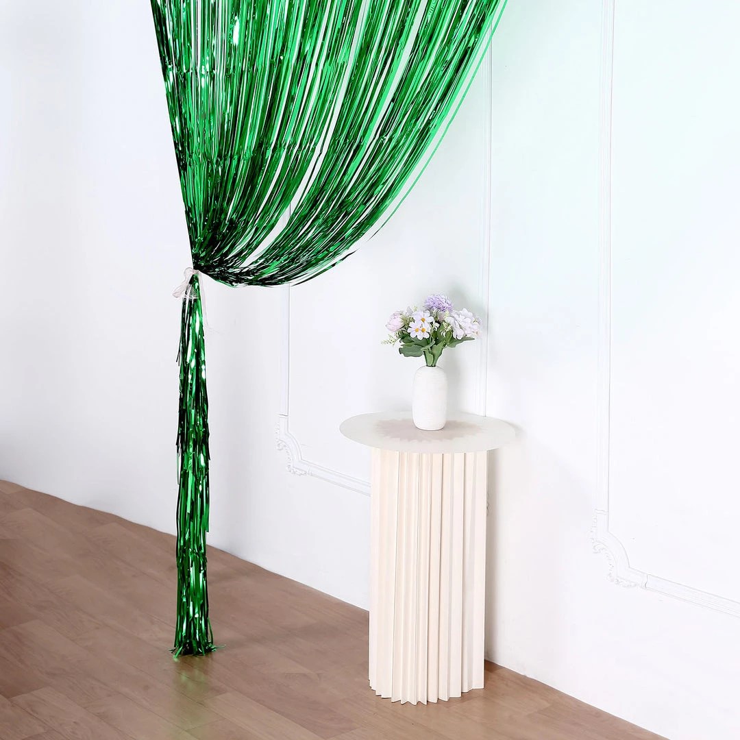 HIER_3110 8ft Green Metallic Tinsel Foil Fringe Curtain Backdrops For Doorway/Party 7 HIER_3110 8ft Green Metallic Tinsel Foil Fringe Curtain Backdrops For Doorway/Party