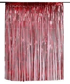 HIER_3110 8ft Red Metallic Tinsel Foil Fringe Curtain Backdrops For Doorway/Party 23 HIER_3110 8ft Red Metallic Tinsel Foil Fringe Curtain Backdrops For Doorway/Party