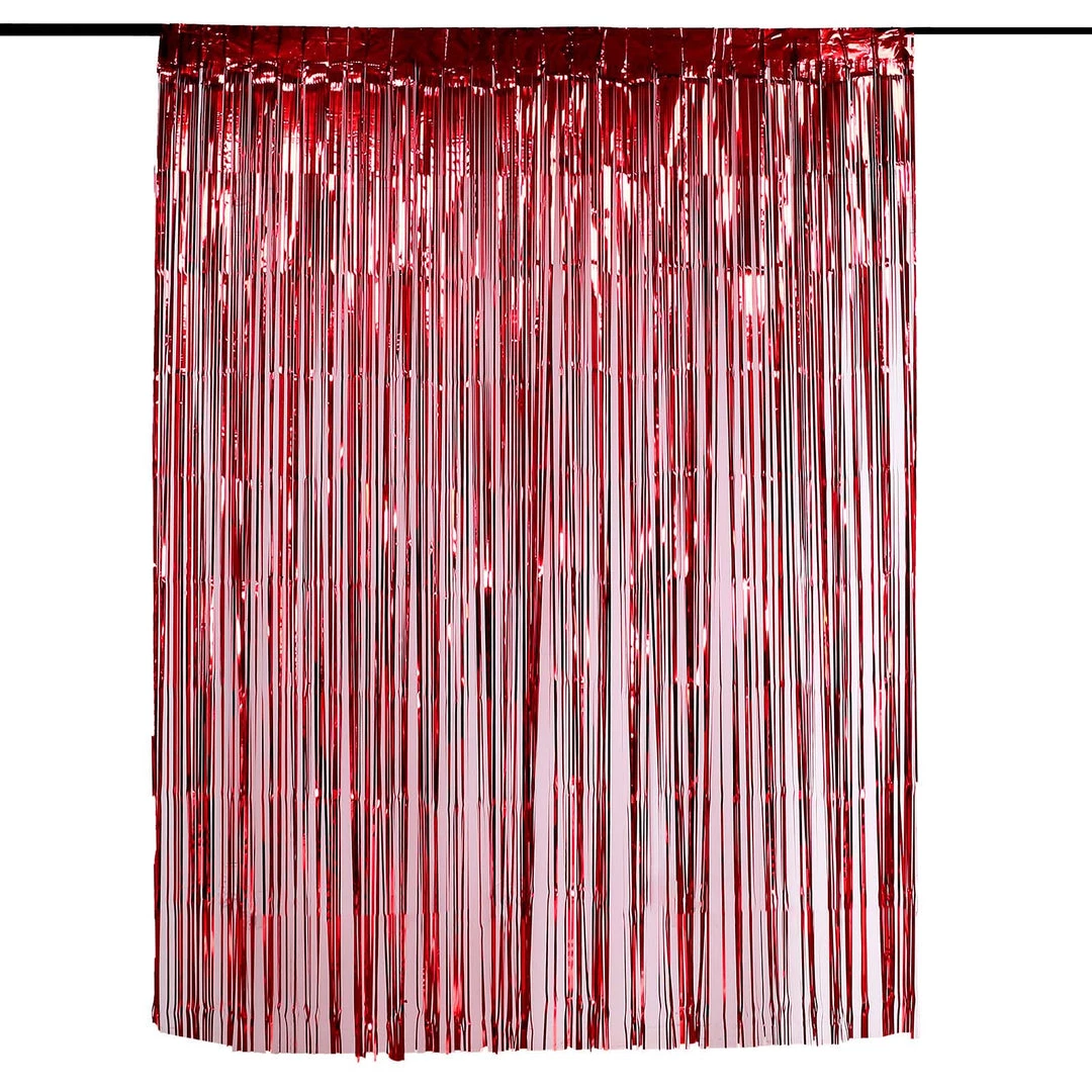 HIER_3110 8ft Red Metallic Tinsel Foil Fringe Curtain Backdrops For Doorway/Party 12 HIER_3110 8ft Red Metallic Tinsel Foil Fringe Curtain Backdrops For Doorway/Party