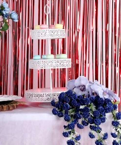 HIER_3110 8ft Red Metallic Tinsel Foil Fringe Curtain Backdrops For Doorway/Party 17 HIER_3110 8ft Red Metallic Tinsel Foil Fringe Curtain Backdrops For Doorway/Party