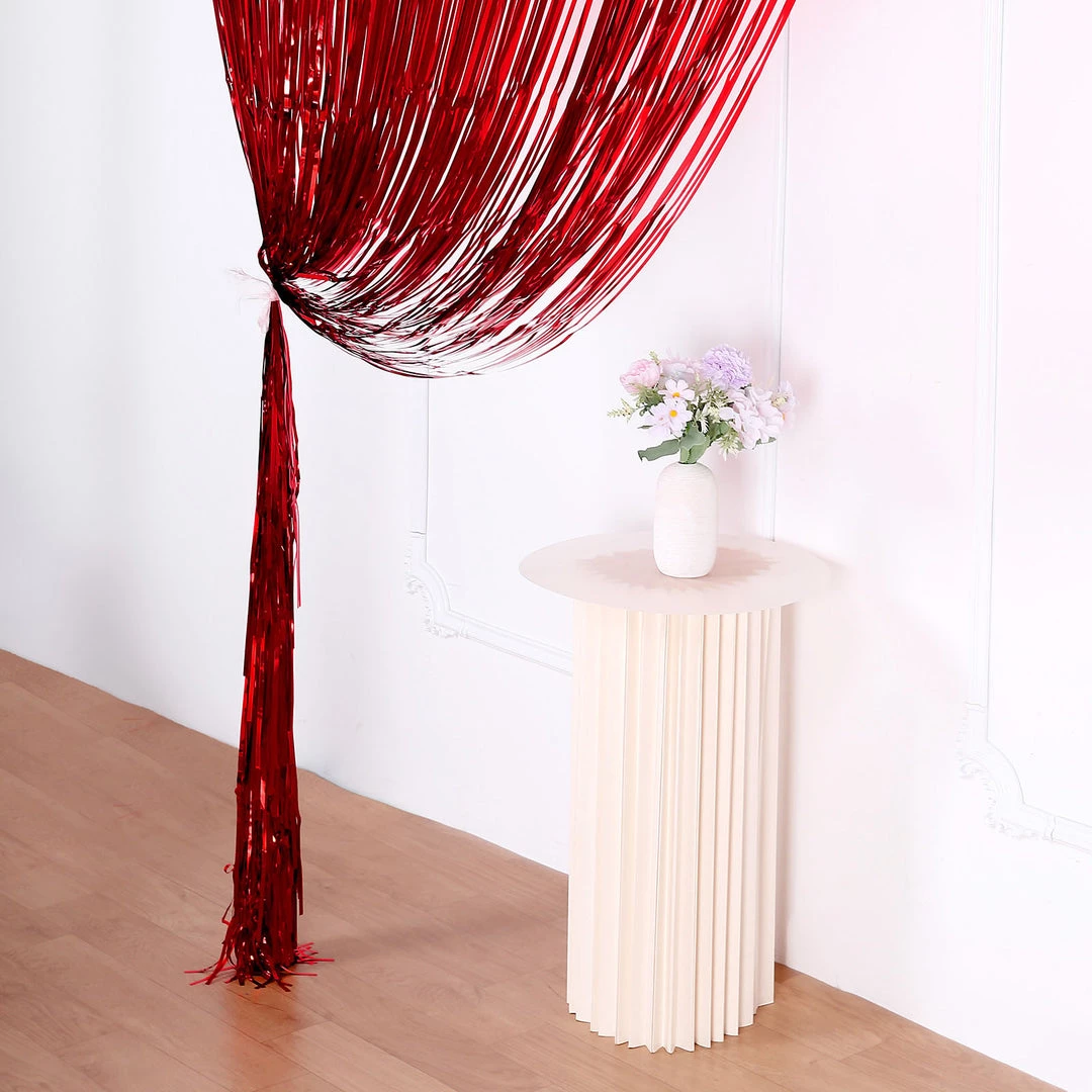 HIER_3110 8ft Red Metallic Tinsel Foil Fringe Curtain Backdrops For Doorway/Party 7 HIER_3110 8ft Red Metallic Tinsel Foil Fringe Curtain Backdrops For Doorway/Party