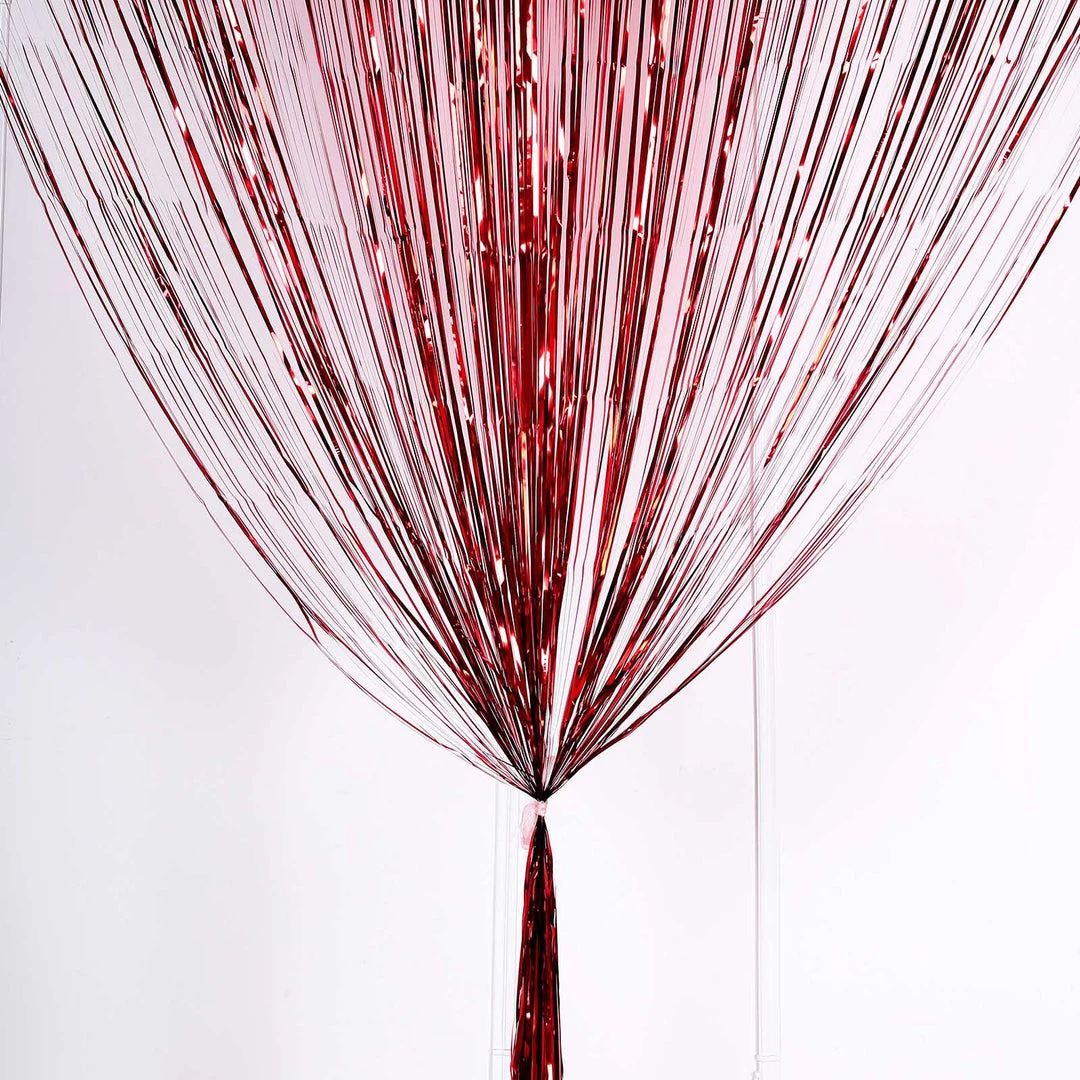 HIER_3110 8ft Red Metallic Tinsel Foil Fringe Curtain Backdrops For Doorway/Party 8 HIER_3110 8ft Red Metallic Tinsel Foil Fringe Curtain Backdrops For Doorway/Party