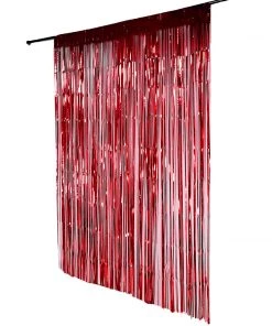 HIER_3110 8ft Red Metallic Tinsel Foil Fringe Curtain Backdrops For Doorway/Party 21 HIER_3110 8ft Red Metallic Tinsel Foil Fringe Curtain Backdrops For Doorway/Party