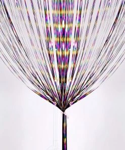 HIER_3110 Backdrop Panels 8ft Fiesta Rainbow Metallic Tinsel Foil Fringe Curtain Backdrops For Doorway/Party