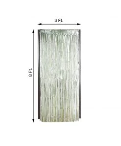 HIER_3110 Backdrop Panels 8ft Matte Sage Green Metallic Tinsel Foil Fringe Curtain Backdrops For Doorway/Party 14 HIER_3110 Backdrop Panels 8ft Matte Sage Green Metallic Tinsel Foil Fringe Curtain Backdrops For Doorway/Party