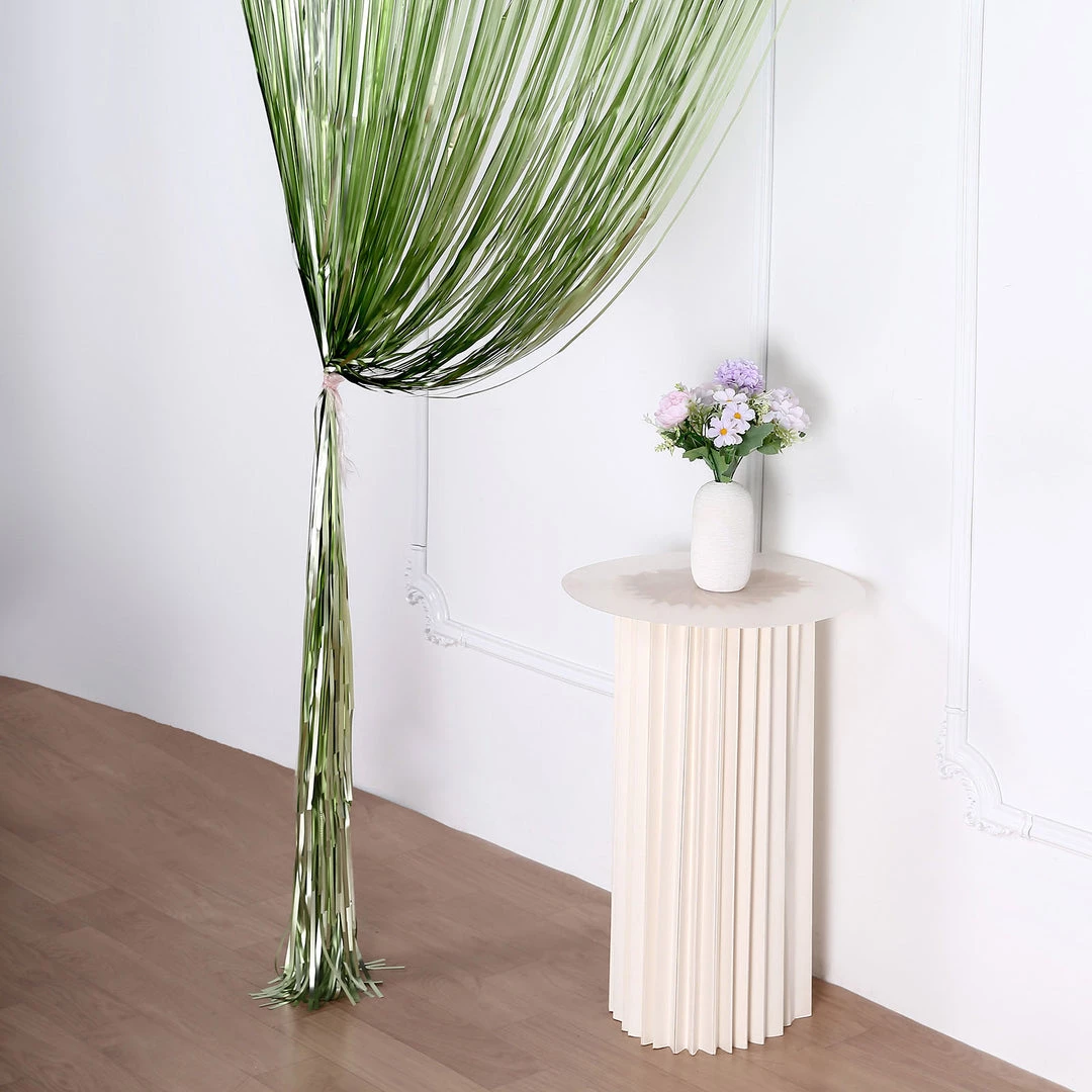 HIER_3110 Backdrop Panels 8ft Matte Sage Green Metallic Tinsel Foil Fringe Curtain Backdrops For Doorway/Party 7 HIER_3110 Backdrop Panels 8ft Matte Sage Green Metallic Tinsel Foil Fringe Curtain Backdrops For Doorway/Party