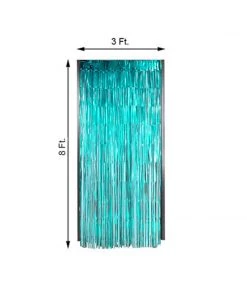 HIER_3110 Backdrop Panels 8ft Turquoise Metallic Tinsel Foil Fringe Curtain Backdrops For Doorway/Party 14 HIER_3110 Backdrop Panels 8ft Turquoise Metallic Tinsel Foil Fringe Curtain Backdrops For Doorway/Party