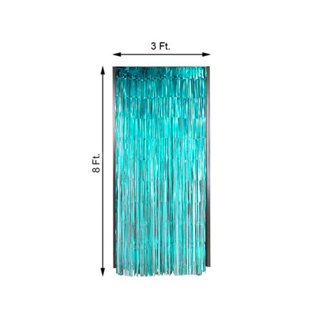 HIER_3110 Backdrop Panels 8ft Turquoise Metallic Tinsel Foil Fringe Curtain Backdrops For Doorway/Party 3 HIER_3110 Backdrop Panels 8ft Turquoise Metallic Tinsel Foil Fringe Curtain Backdrops For Doorway/Party