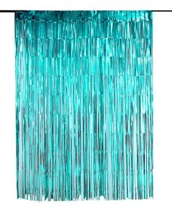 HIER_3110 Backdrop Panels 8ft Turquoise Metallic Tinsel Foil Fringe Curtain Backdrops For Doorway/Party 17 HIER_3110 Backdrop Panels 8ft Turquoise Metallic Tinsel Foil Fringe Curtain Backdrops For Doorway/Party