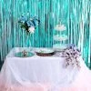HIER_3110 Backdrop Panels 8ft Turquoise Metallic Tinsel Foil Fringe Curtain Backdrops For Doorway/Party