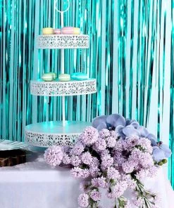 HIER_3110 Backdrop Panels 8ft Turquoise Metallic Tinsel Foil Fringe Curtain Backdrops For Doorway/Party 18 HIER_3110 Backdrop Panels 8ft Turquoise Metallic Tinsel Foil Fringe Curtain Backdrops For Doorway/Party