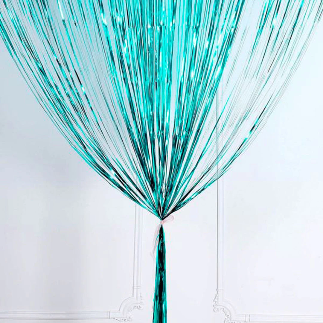 HIER_3110 Backdrop Panels 8ft Turquoise Metallic Tinsel Foil Fringe Curtain Backdrops For Doorway/Party 9 HIER_3110 Backdrop Panels 8ft Turquoise Metallic Tinsel Foil Fringe Curtain Backdrops For Doorway/Party