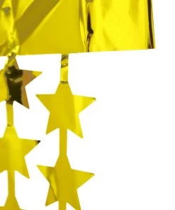 HIER_3300 Gold Star Chain Foil Fringe Curtain Party Backdrop, Metallic Gold Tinsel Streamer Party Decor - Door Window Foil Curtain - 3ftx6.5ft Backdrop Panels