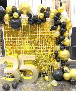 HIER_3300 Shiny Gold Metallic Foil Rectangle Curtain Party Backdrop Door Window Curtain - 3ftx6.5ft Big Event Backdrops & Décor