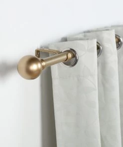 HIER_3160 42"-126" Adjustable Curtain Rod Set, Gold, Round Finials