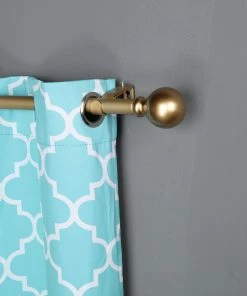 HIER_3160 42"-126" Adjustable Curtain Rod Set, Gold, Round Finials 23 HIER_3160 42