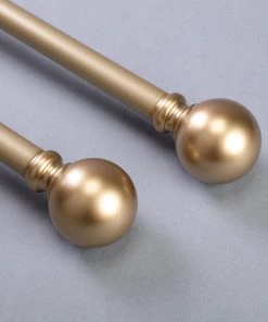HIER_3160 42"-126" Adjustable Curtain Rod Set, Gold, Round Finials 24 HIER_3160 42