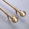 HIER_3160 42"-126" Adjustable Curtain Rod Set, Gold, Round Finials