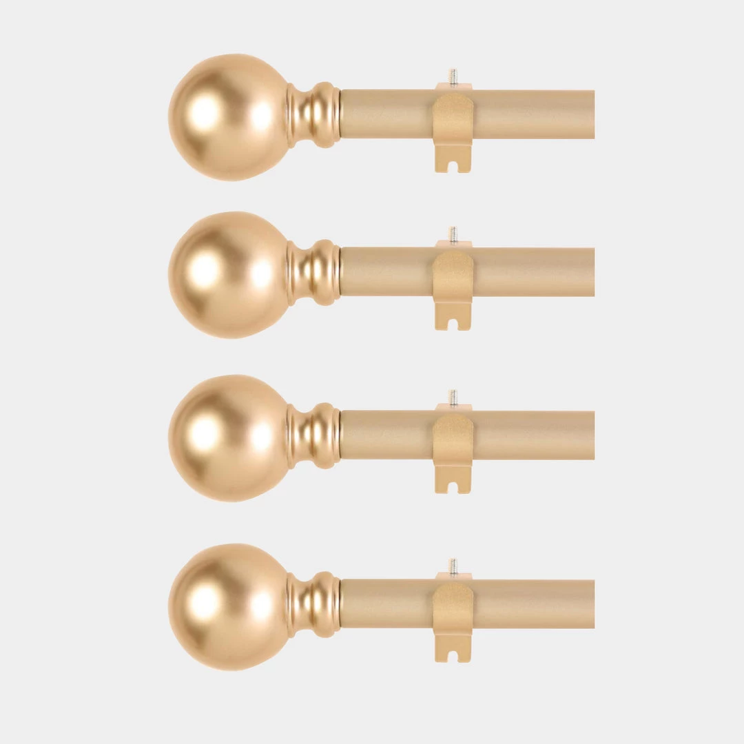 HIER_3160 42"-126" Adjustable Curtain Rod Set, Gold, Round Finials 16 HIER_3160 42"-126" Adjustable Curtain Rod Set, Gold, Round Finials