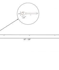HIER_3160 42"-126" Adjustable Curtain Rod Set, Silver, Round Finials Home Décor 20 HIER_3160 42