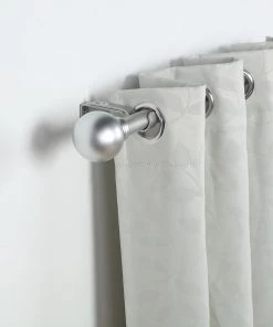 HIER_3160 42"-126" Adjustable Curtain Rod Set, Silver, Round Finials Home Décor 31 HIER_3160 42
