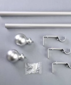 HIER_3160 42"-126" Adjustable Curtain Rod Set, Silver, Round Finials Home Décor 23 HIER_3160 42