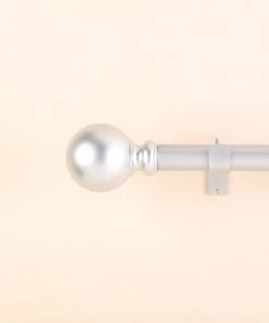 HIER_3160 42"-126" Adjustable Curtain Rod Set, Silver, Round Finials Home Décor 32 HIER_3160 42