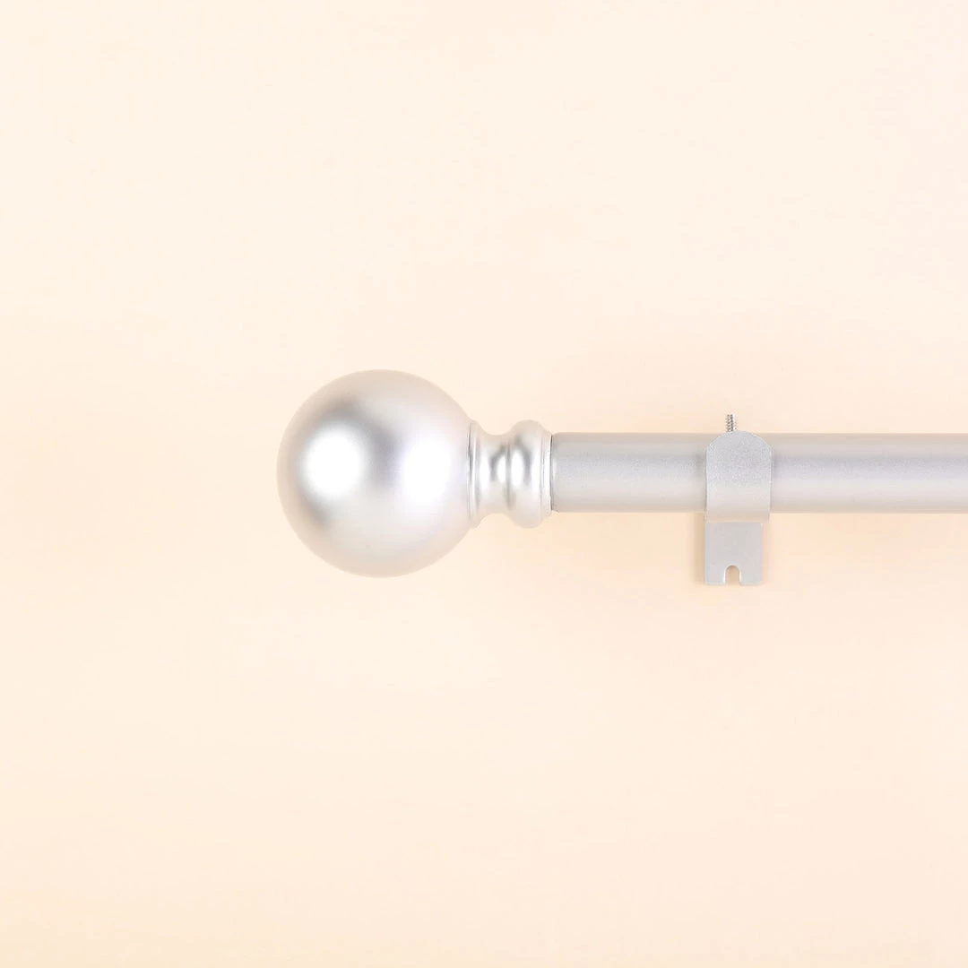 HIER_3160 42"-126" Adjustable Curtain Rod Set, Silver, Round Finials Home Décor 15 HIER_3160 42"-126" Adjustable Curtain Rod Set, Silver, Round Finials Home Décor