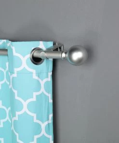 HIER_3160 42"-126" Adjustable Curtain Rod Set, Silver, Round Finials Home Décor