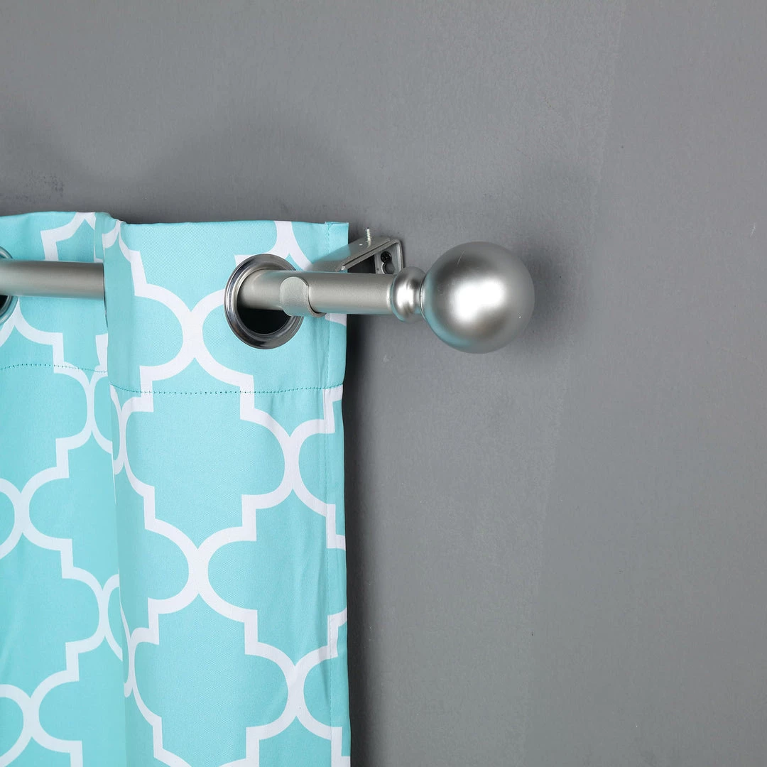 HIER_3160 42"-126" Adjustable Curtain Rod Set, Silver, Round Finials Home Décor 2 HIER_3160 42"-126" Adjustable Curtain Rod Set, Silver, Round Finials Home Décor