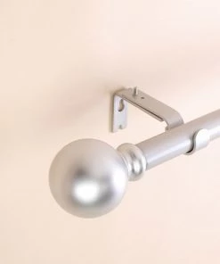 HIER_3160 42"-126" Adjustable Curtain Rod Set, Silver, Round Finials Home Décor 25 HIER_3160 42