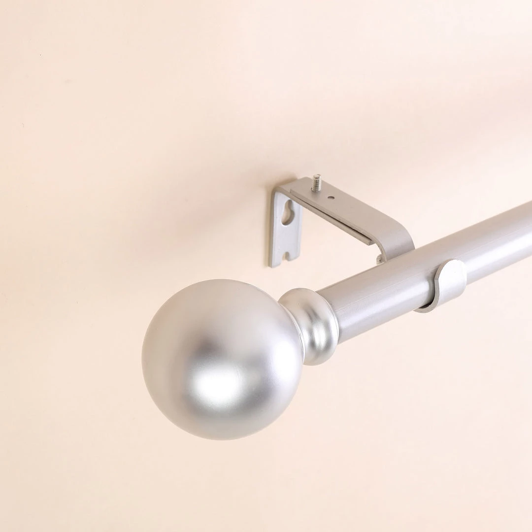 HIER_3160 42"-126" Adjustable Curtain Rod Set, Silver, Round Finials Home Décor 8 HIER_3160 42"-126" Adjustable Curtain Rod Set, Silver, Round Finials Home Décor