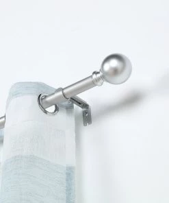HIER_3160 42"-126" Adjustable Curtain Rod Set, Silver, Round Finials Home Décor 26 HIER_3160 42