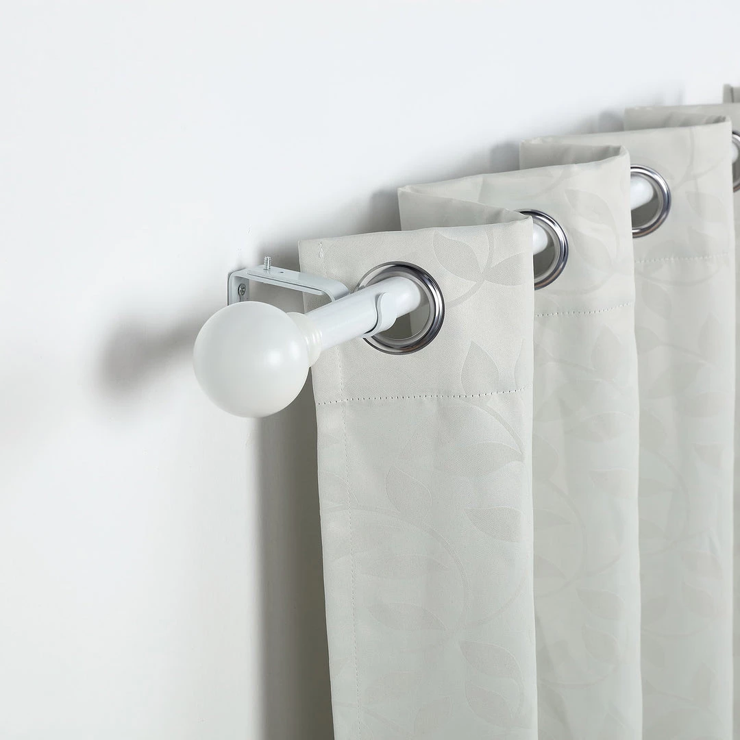 HIER_3160 Home Décor 42"-126" Adjustable Curtain Rod Set, White, Round Finials 11 HIER_3160 Home Décor 42"-126" Adjustable Curtain Rod Set, White, Round Finials