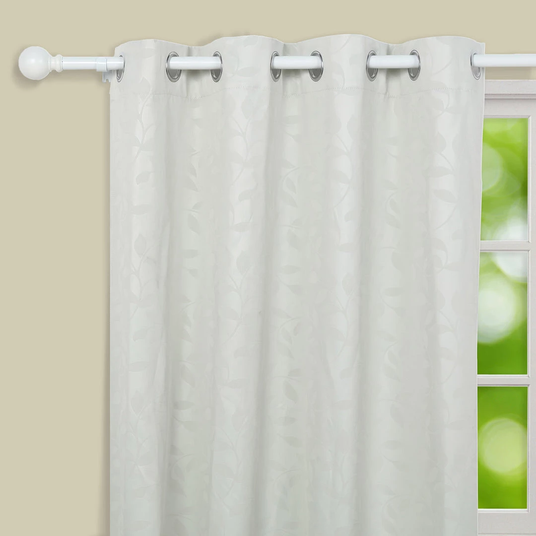 HIER_3160 Home Décor 42"-126" Adjustable Curtain Rod Set, White, Round Finials 12 HIER_3160 Home Décor 42"-126" Adjustable Curtain Rod Set, White, Round Finials