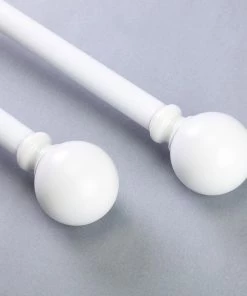 HIER_3160 Home Décor 42"-126" Adjustable Curtain Rod Set, White, Round Finials 23 HIER_3160 Home Décor 42