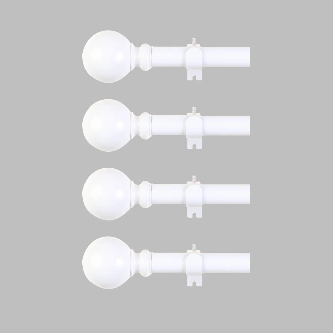 HIER_3160 Home Décor 42"-126" Adjustable Curtain Rod Set, White, Round Finials 16 HIER_3160 Home Décor 42"-126" Adjustable Curtain Rod Set, White, Round Finials